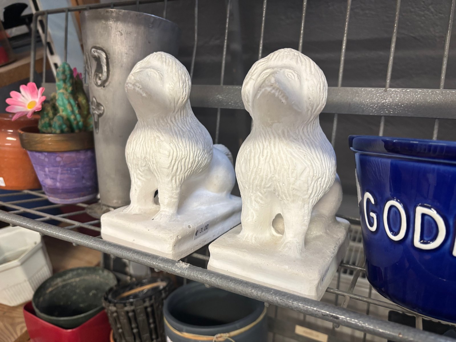 Divi keramikas lauvas, nē, suņi